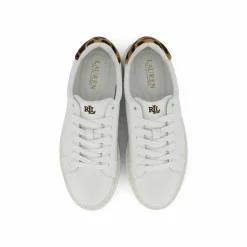 Angeline IV Leather & Haircalf Trainer Snow White/Chestnut Brown