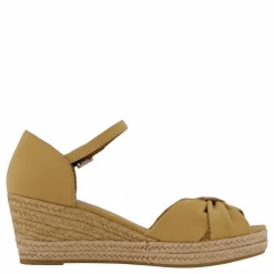 Basic Open Toe Mid Wedge Khaki