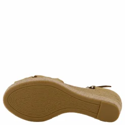 Basic Open Toe Mid Wedge Khaki