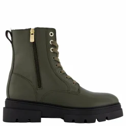 Bicolor Leather Lace-up Army Green