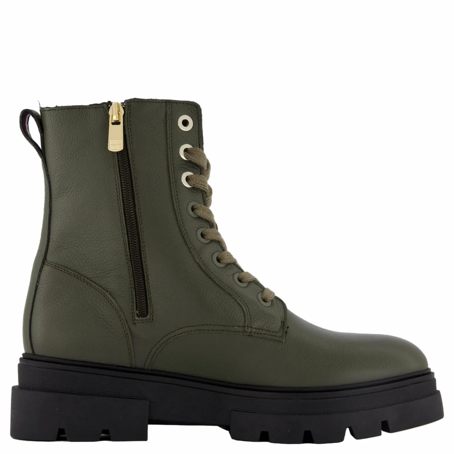 Bicolor Leather Lace-up Army Green