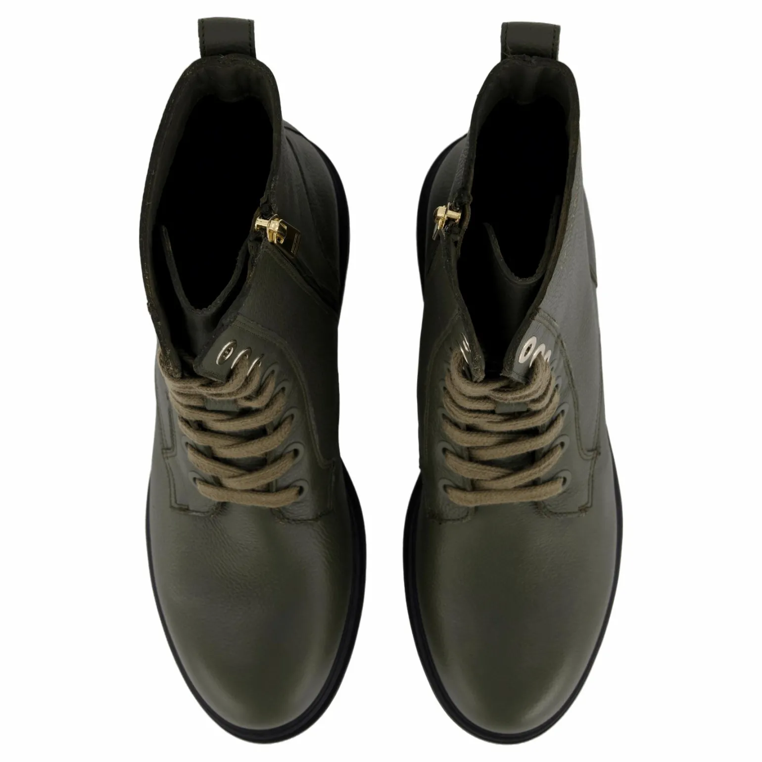 Bicolor Leather Lace-up Army Green