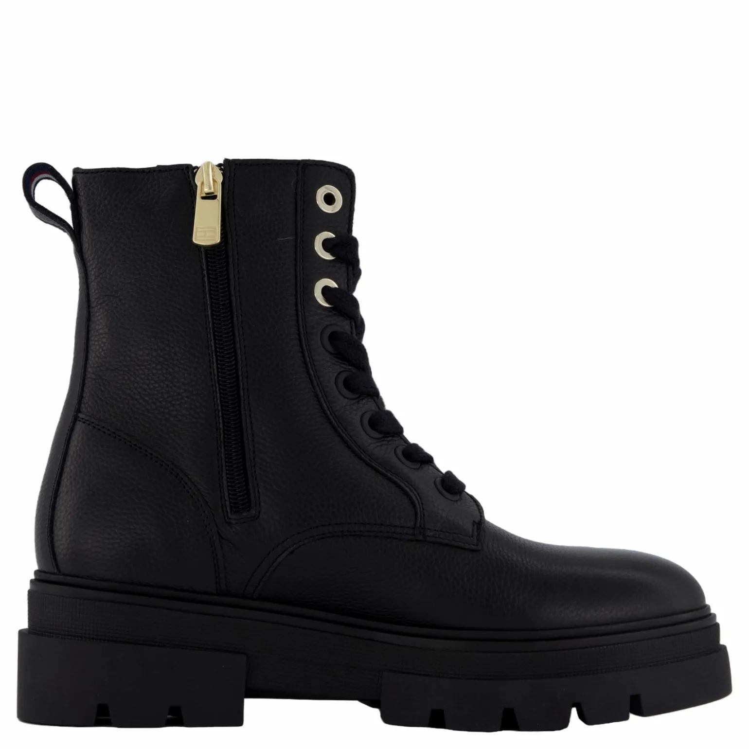 Bicolor Leather Lace-up Black