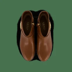 Briela Burnished Leather Bootie Deep Saddle Tan