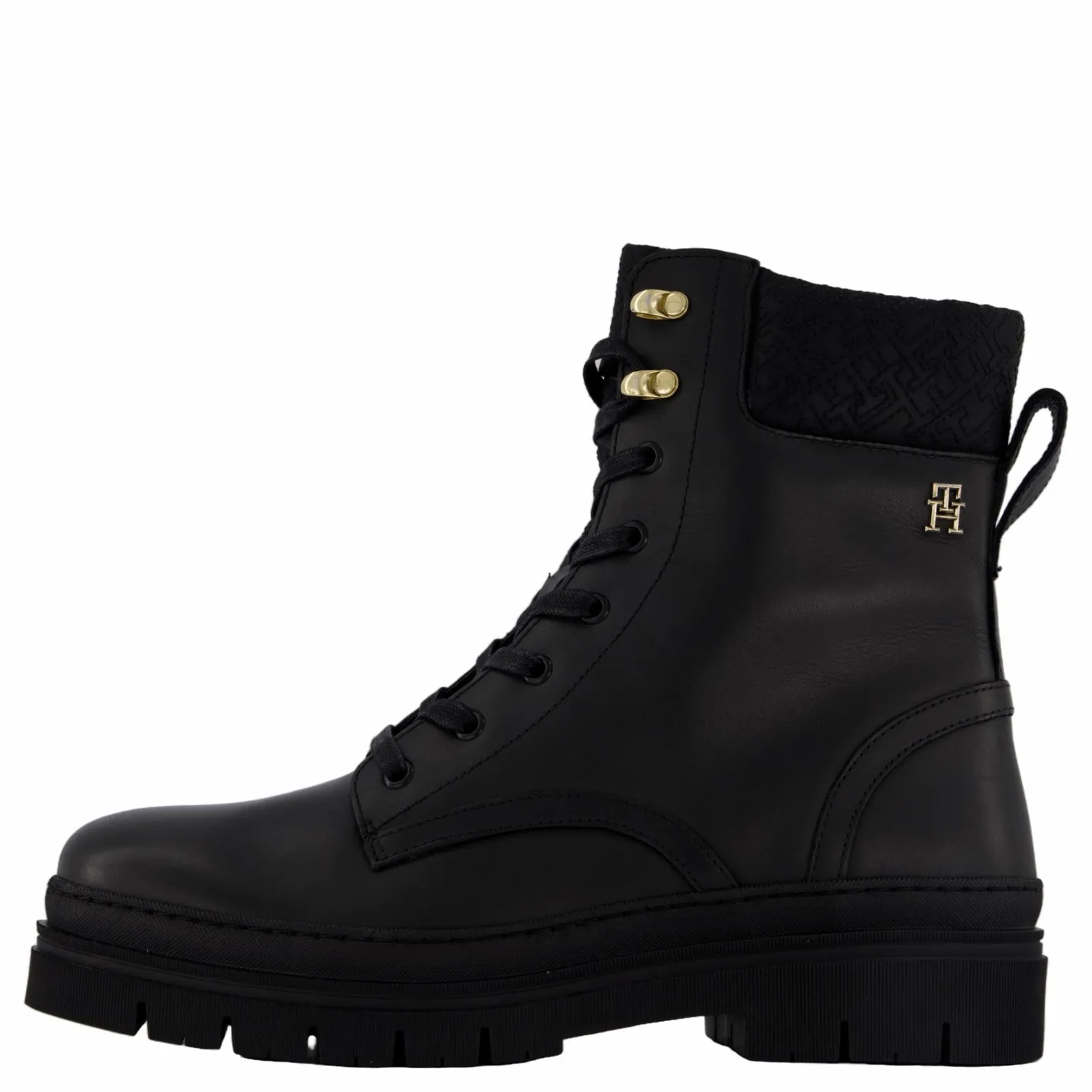 Cleated Lace-up Lthr Mix Mono Black