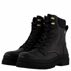 Cleated Lace-up Lthr Mix Mono  Black