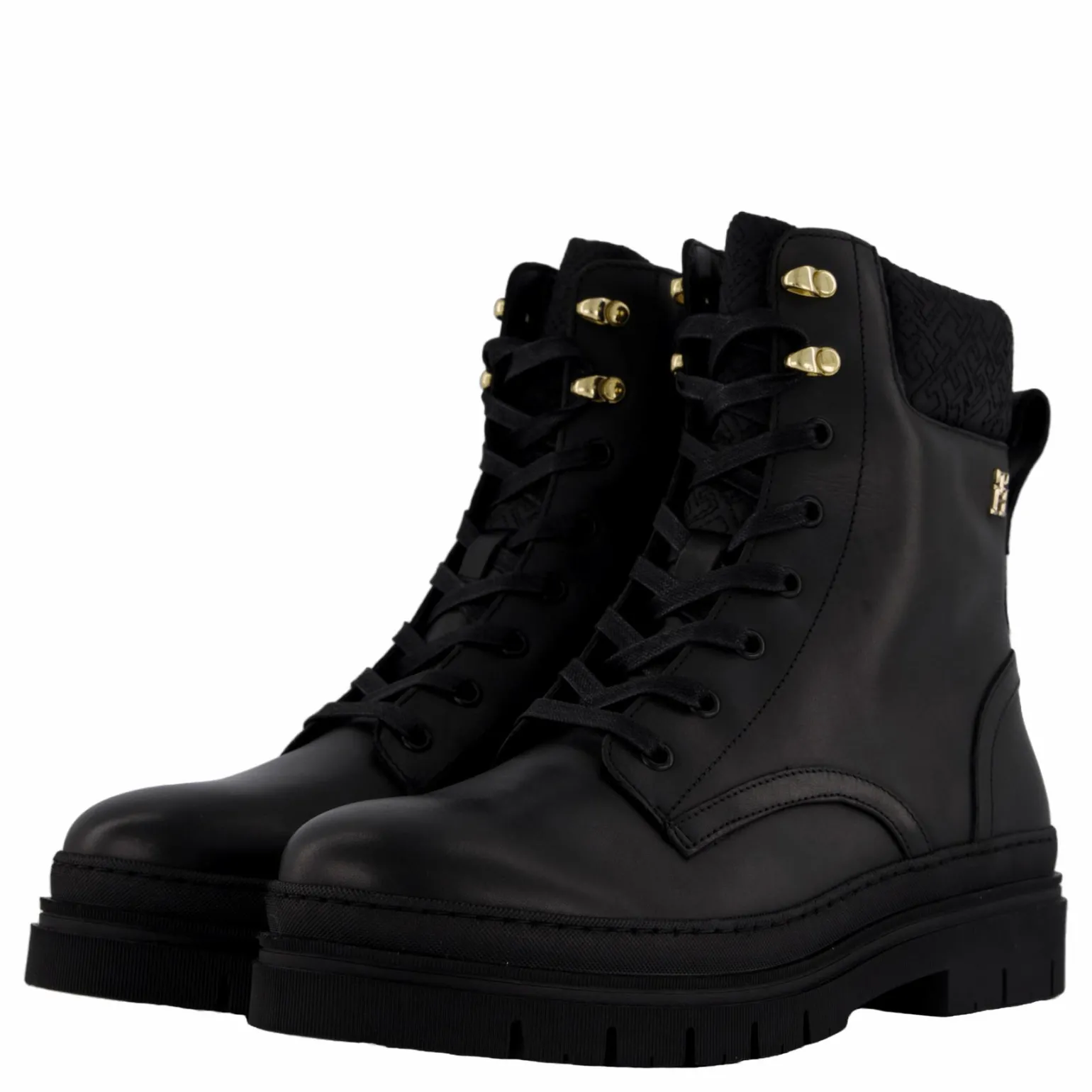 Cleated Lace-up Lthr Mix Mono Black