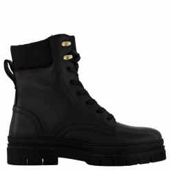 Cleated Lace-up Lthr Mix Mono Black