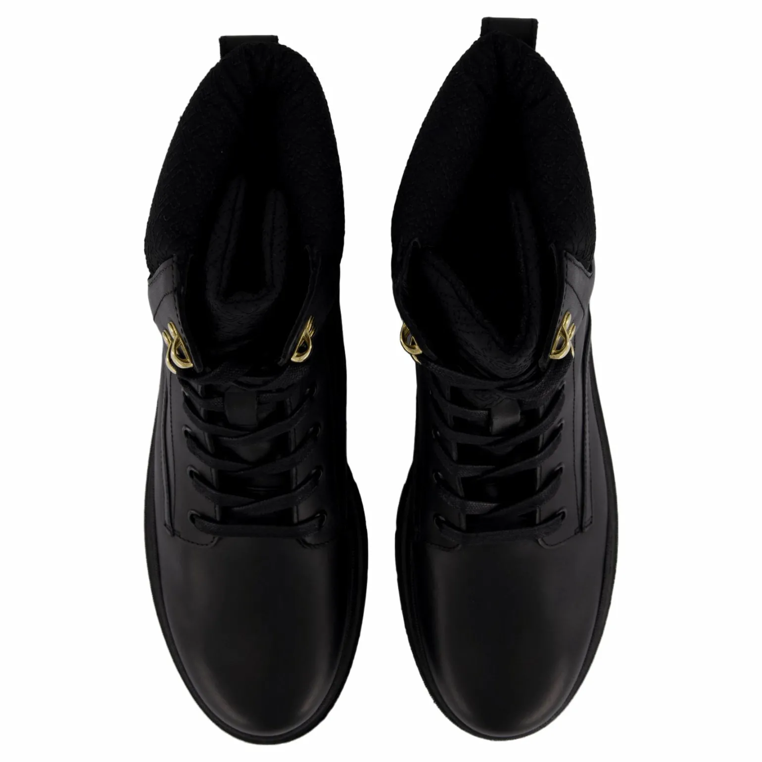 Cleated Lace-up Lthr Mix Mono Black