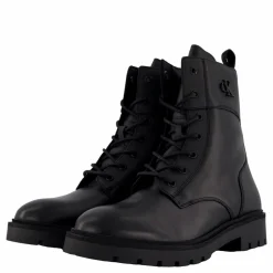 Combat Boot Mid Zip Lth In Cal Triple Black