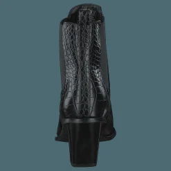 Croc Pointy Block Heel Black