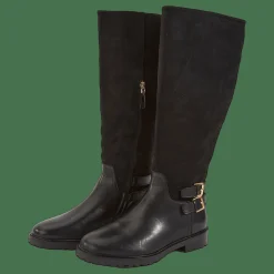 Emelie Leather & Suede Riding Boot Black/Black