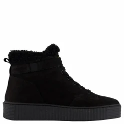 Faux Fur Nubuck Low Lace-up Black