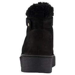 Faux Fur Nubuck Low Lace-up Black