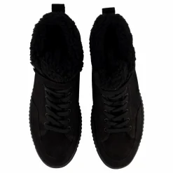 Faux Fur Nubuck Low Lace-up Black