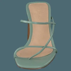 Fine Strappy Block Heel Pastel Green