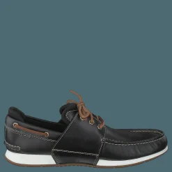 Heger's Bay 3 Eye Boat Black Full Grain