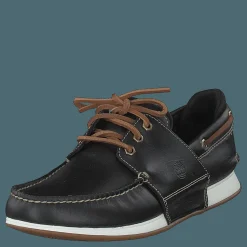 Heger's Bay 3 Eye Boat Black Full Grain