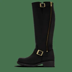 High Boot Double Zip Black / Shiny Gold
