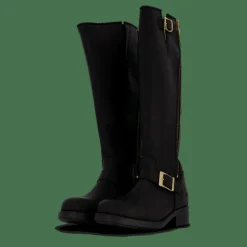 High Boot Double Zip Black / Shiny Gold