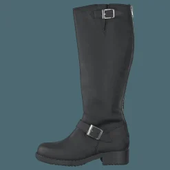 High Zip Back Black Shiny Silver