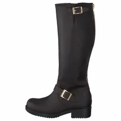 High Zip Back Brown Shiny Gold