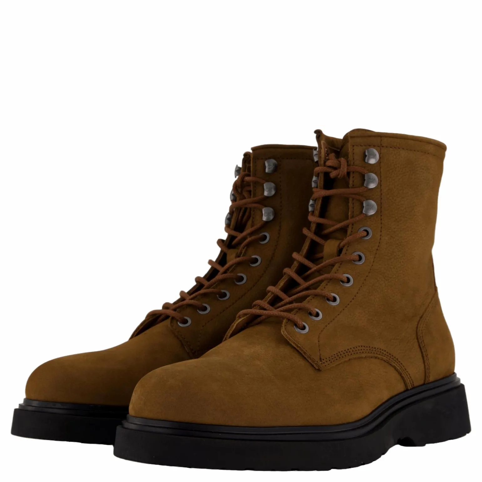 Lace Up Boot W/ Zip Suede Snuff Brown