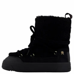 Lace-up Faux Shearling Snowboo Black
