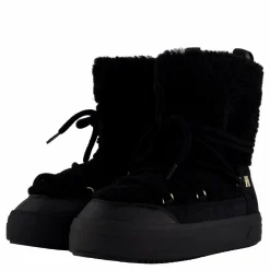 Lace-up Faux Shearling Snowboo Black