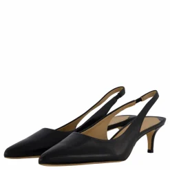 Lolah Burnished Leather Slingback Pump Black