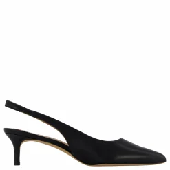 Lolah Burnished Leather Slingback Pump Black