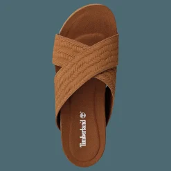 Malibu Waves Cross Slide Rust Embossed Suede