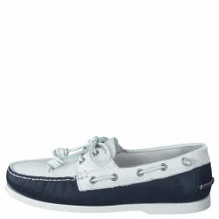 Merton Two-Tone Leather Boat Shoe Cream / Navy