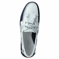 Merton Two-Tone Leather Boat Shoe Cream / Navy