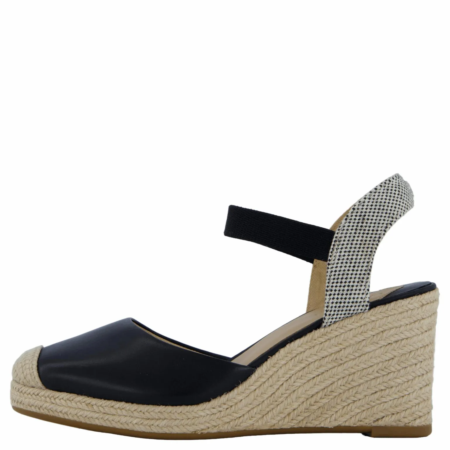 Pearle II Leather & Canvas Espadrille Black / Natural / Black