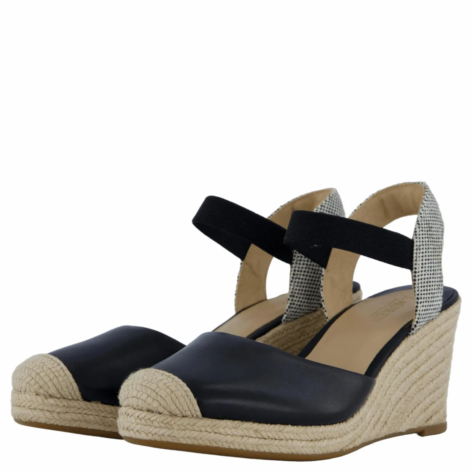 Pearle II Leather & Canvas Espadrille Black / Natural / Black