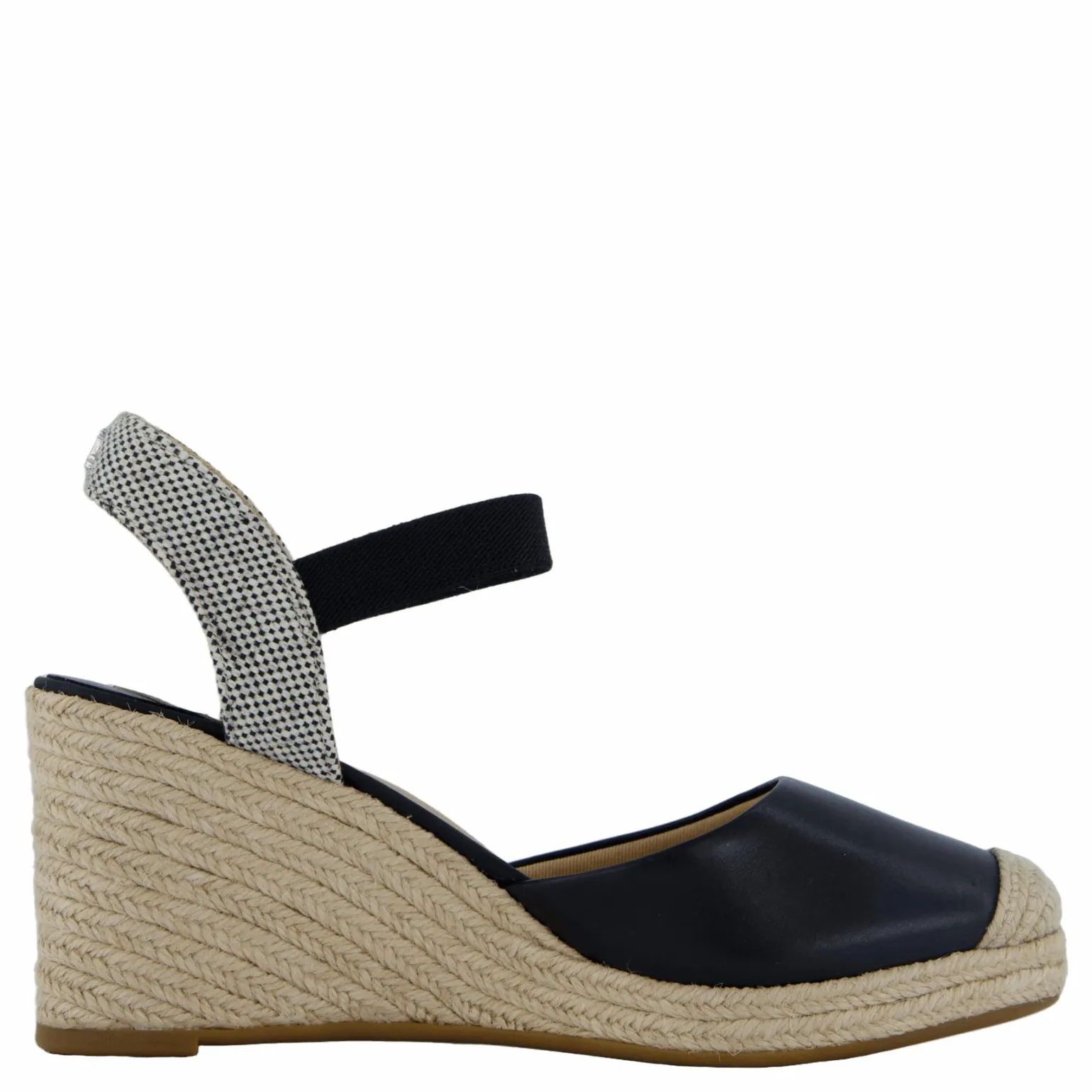 Pearle II Leather & Canvas Espadrille Black / Natural / Black