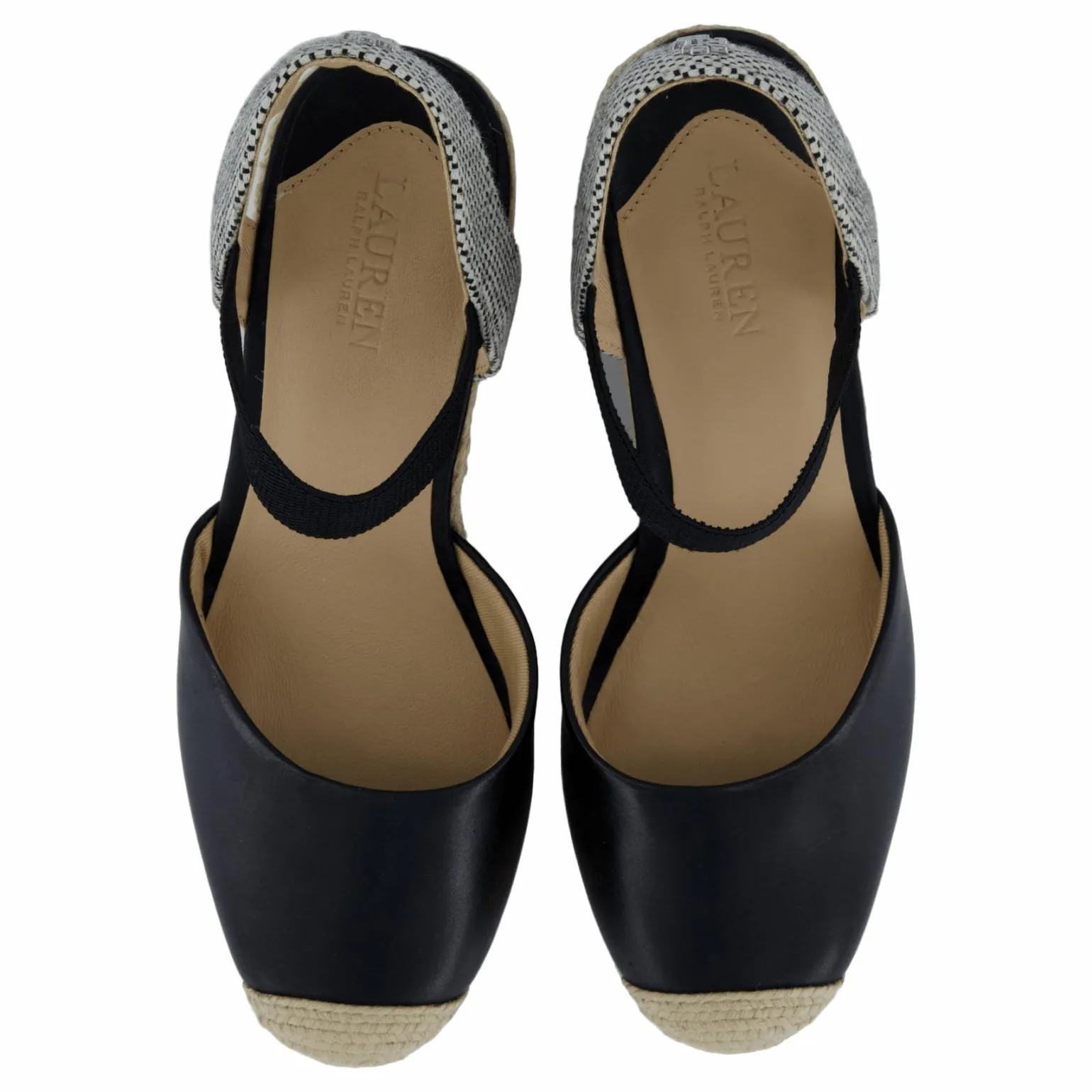 Pearle II Leather & Canvas Espadrille Black / Natural / Black