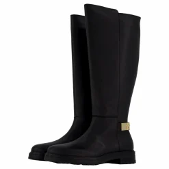Th Logo Leather Long Boot Black