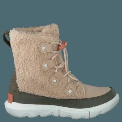 Youth Sorel Explorer Cozy Nova Sand, Stone Green